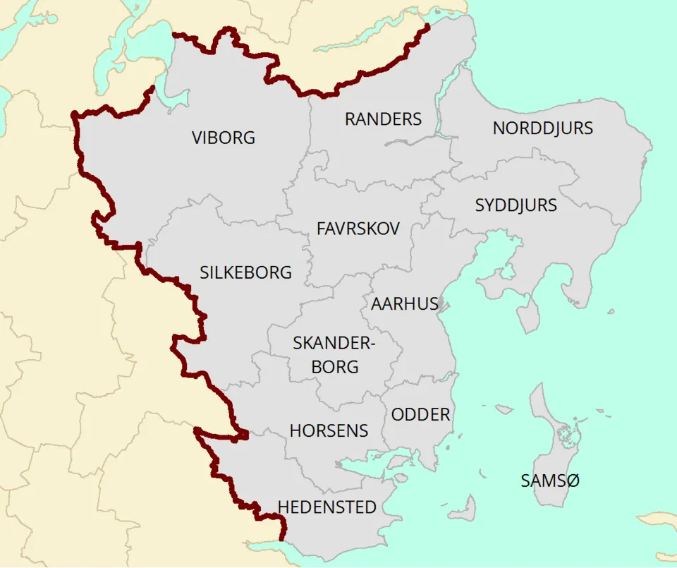Kort-over-Oestjylland-med-kommunerne-Aarhus-Randers-Favrskov-Silkeborg-Skanderborg-Odder-Horsens-Viborg-Norddjurs-Syddjurs-Samsoe-og-Hedensted